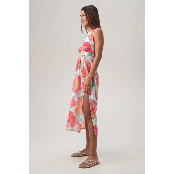 NEW Trina Turk Poppy Sleeveless Halter Midi Dress Swimsuit Coverup Sundress S - Picture 3 of 8